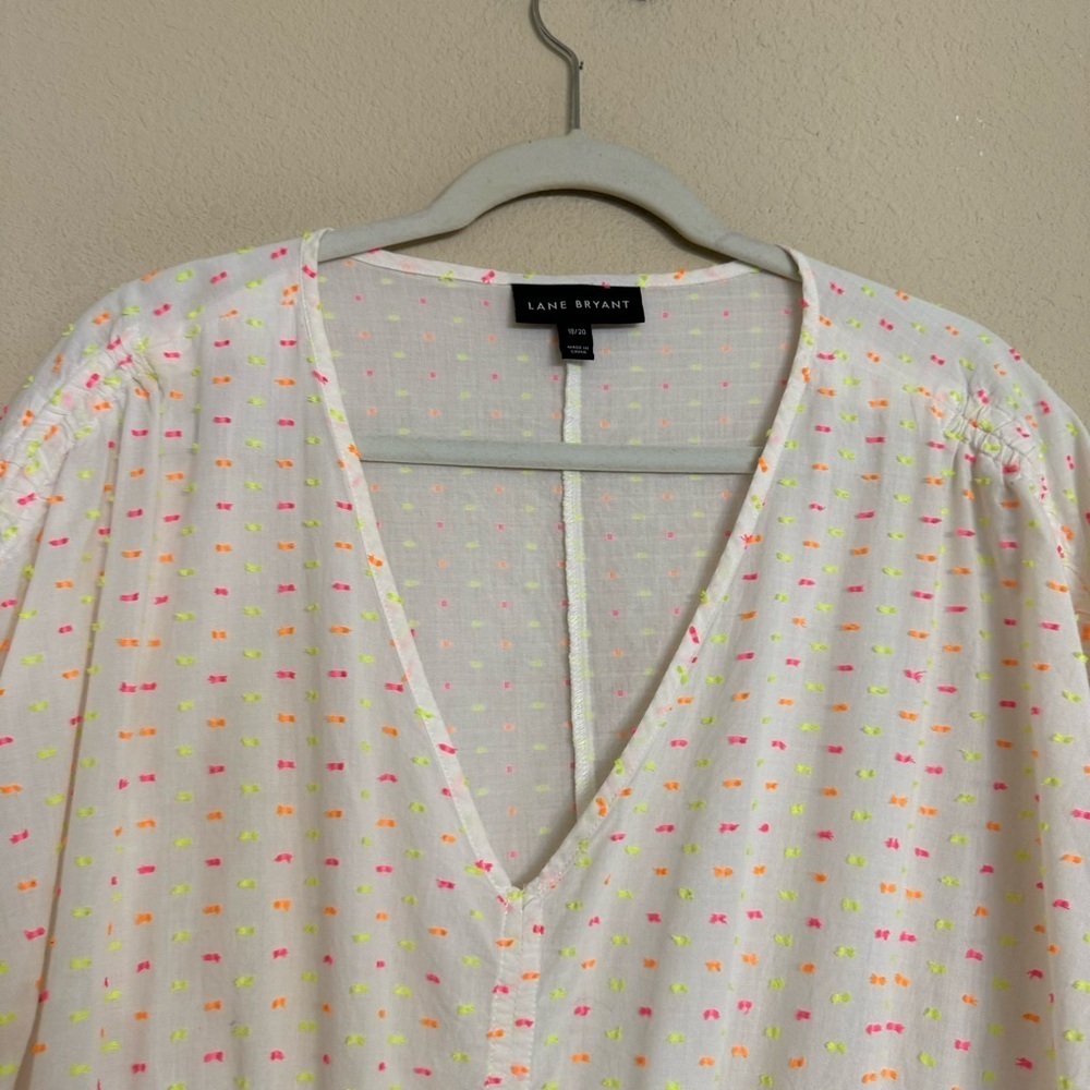 Spring Summer Lane Bryant Textured Dolman-Sleeve Peplum Blouse White Size 18/20 - Picture 4 of 16